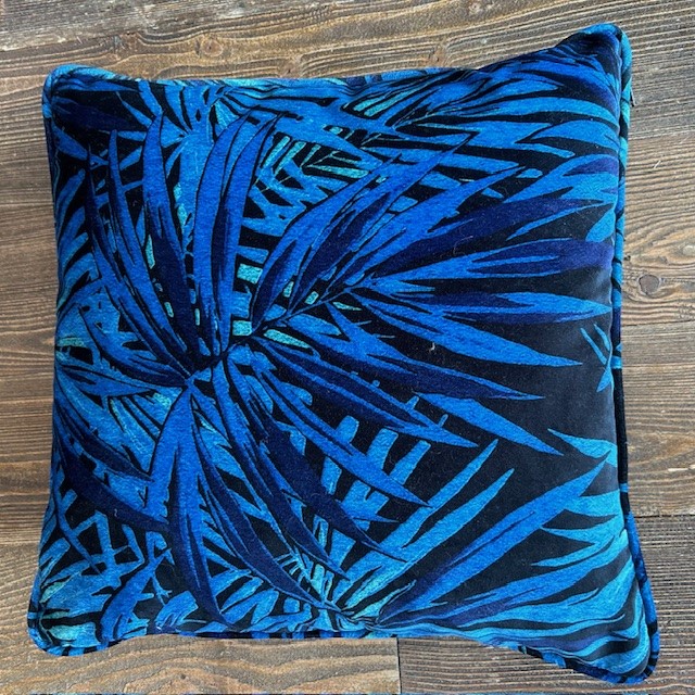 Blue Printed Velvet Cushion *Limited Edition*