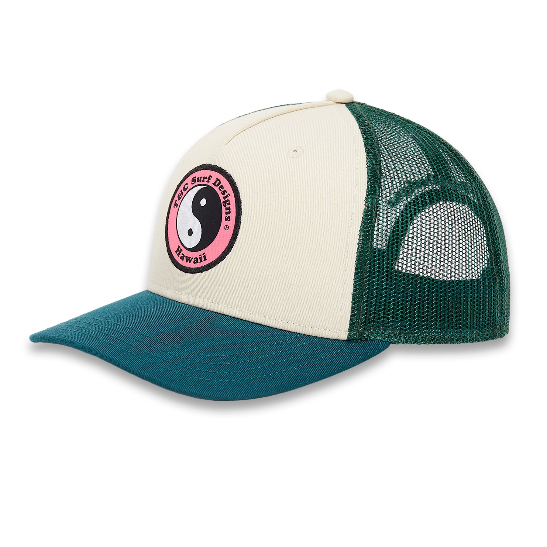 Town & Country Surf Designs YY Trucker Cap - Green Sea / Pink