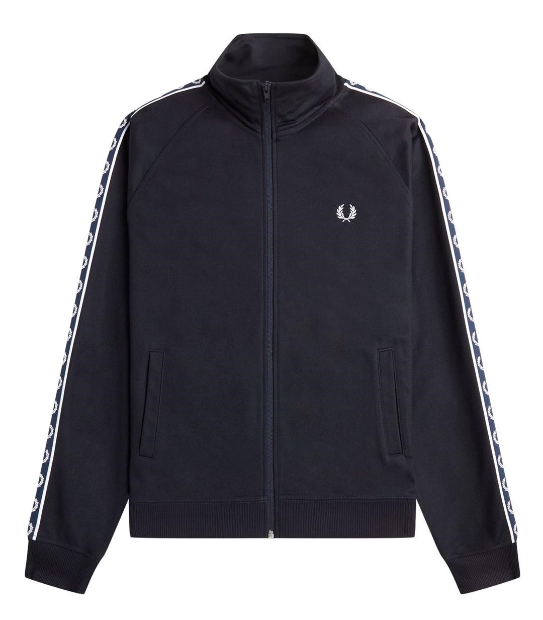 Fred Perry Contrast Taped Track Jacket Navy & White