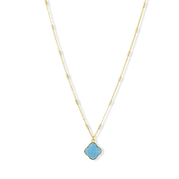 Ashiana Clover Gold Necklace - Turquoise