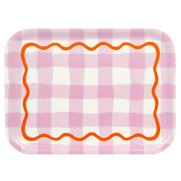 Talking Tables Lilac Gingham Wooden Serving Tray