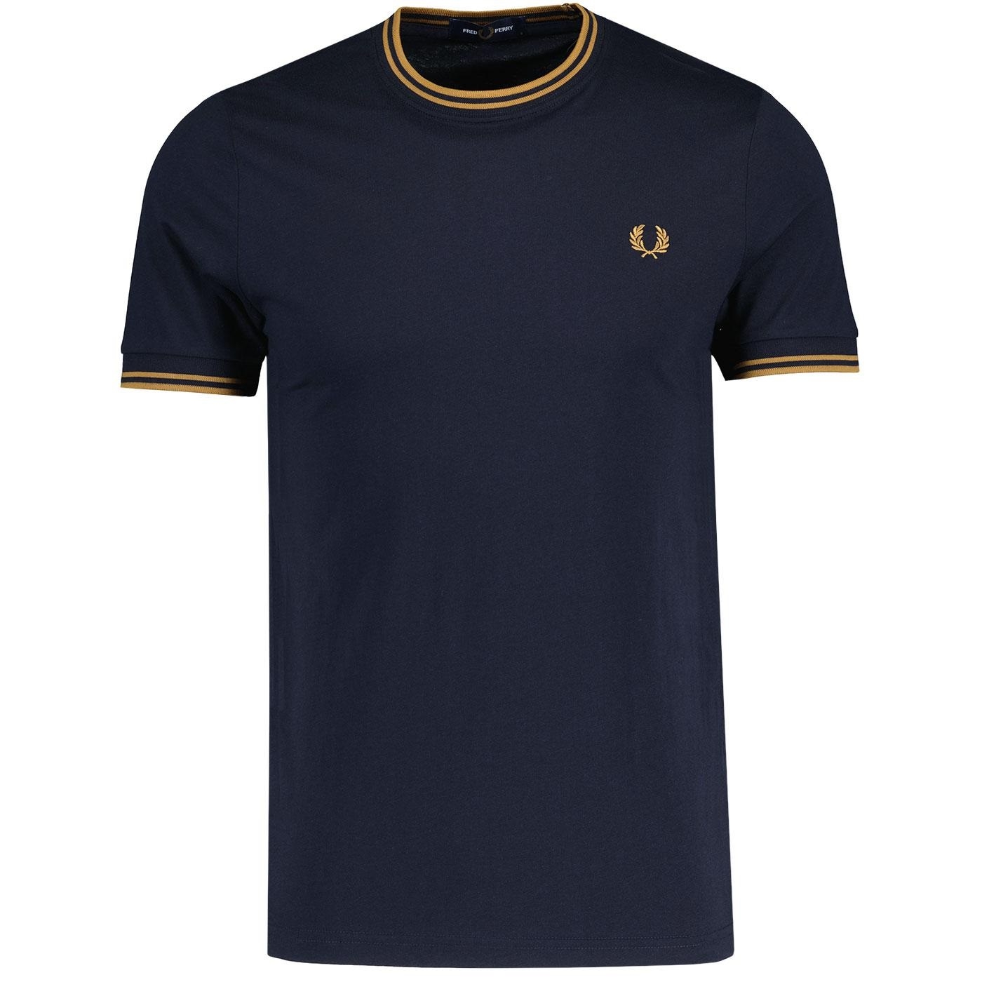 Fred Perry Twin Tipped Tee Navy & Shaded Stone