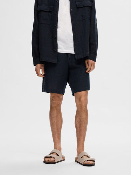 Selected Homme Mads Linen Shorts Navy