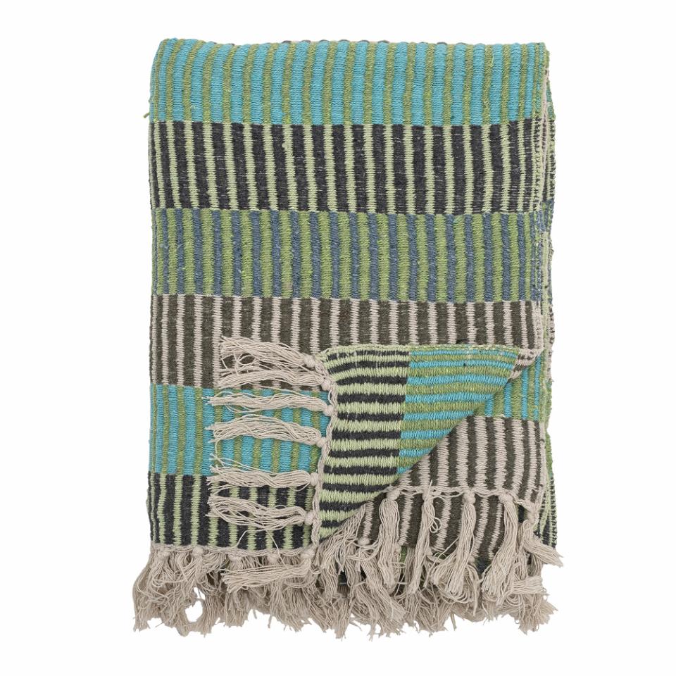 Bloomingville Throw Recycled Cotton - Isnel Blue