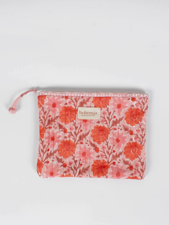Bohemia Designs Floribunda Cosmetic Bag Zip Pouch - Vintage Pink