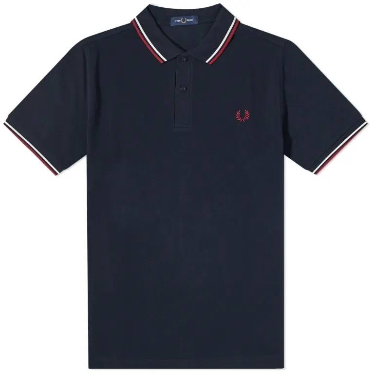 Fred Perry Fred Perry Slim Fit Twin Tipped Polo Navy, Snow White & Burnt Red