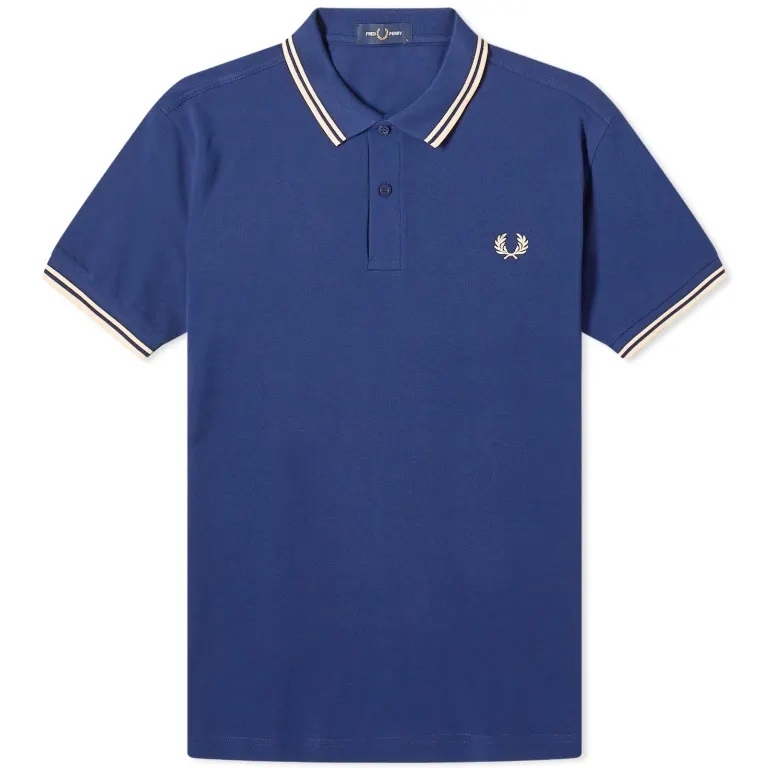 Fred Perry Fred Perry Slim Fit Twin Tipped Polo French Navy & Ice Cream