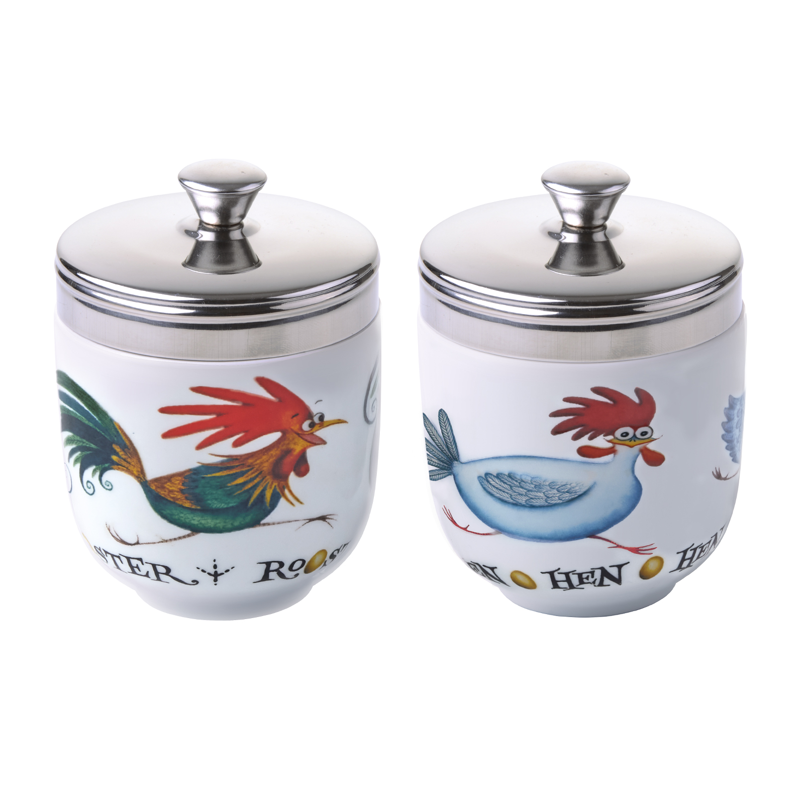 BIA Collection Set of 2 Chicken Printed Chasing Egg Coddlers