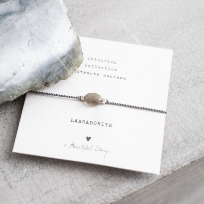 A Beautiful Story Gemstone Card Labradorite Silver Bracelet