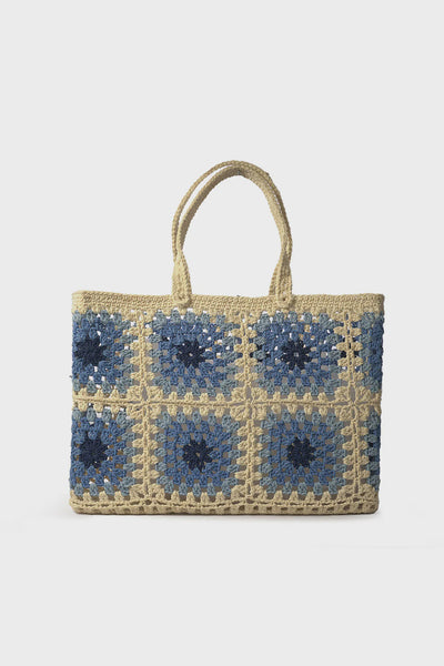 Ceannis Grids Crochet Bag - White/blue