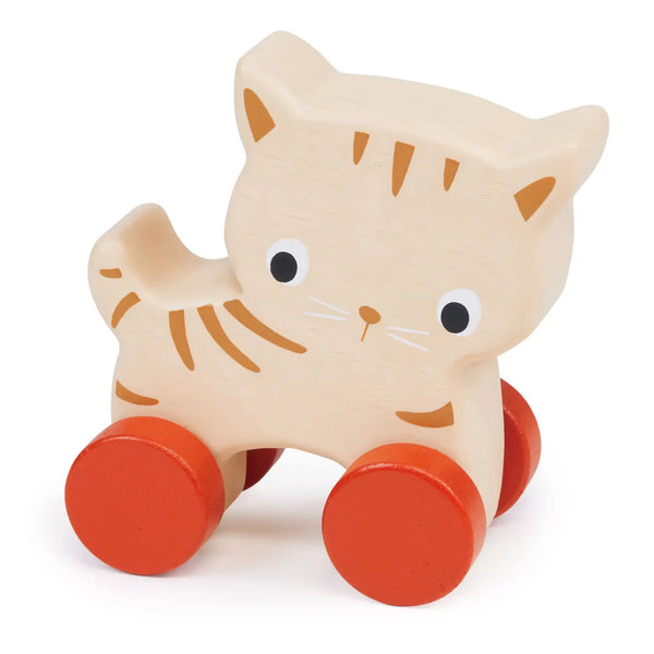 Tender Leaf Toys Wooden Toy Kitten On Wheels For Kids
