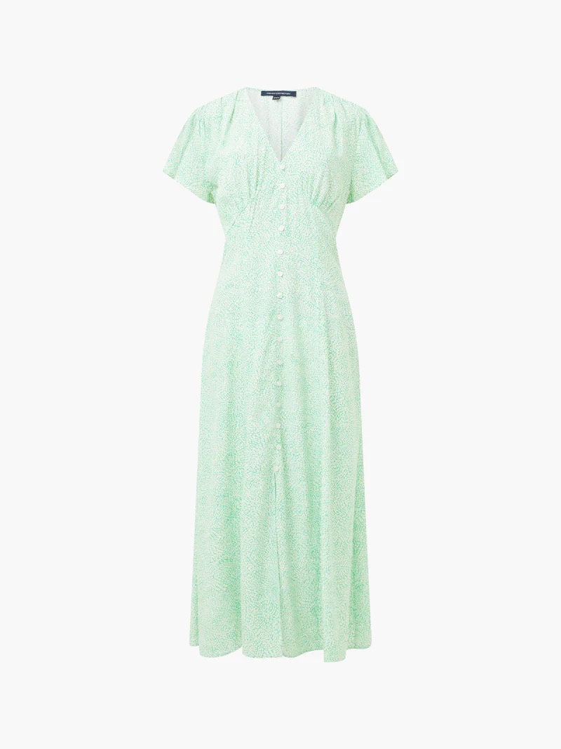 French Connection Bernice V-neck Tea Dress | Minted Green