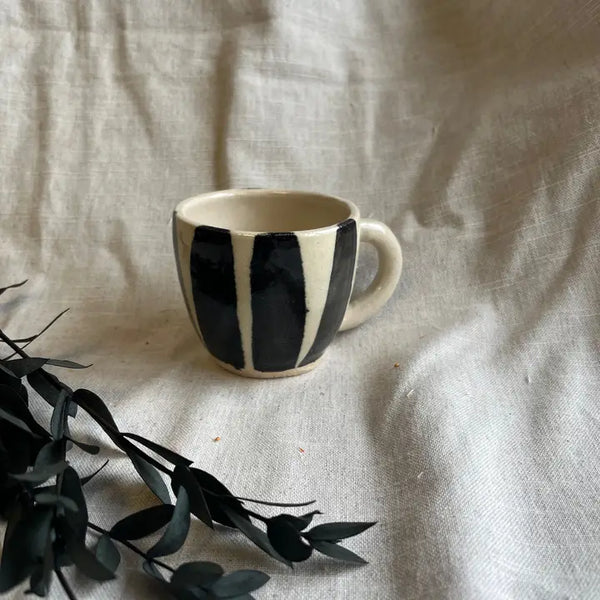 Charlotte Manser Ceramics Handmade Black Stripe Small Cup