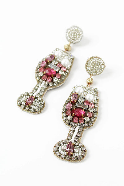 My Doris Pink Champagne Glass Earrings