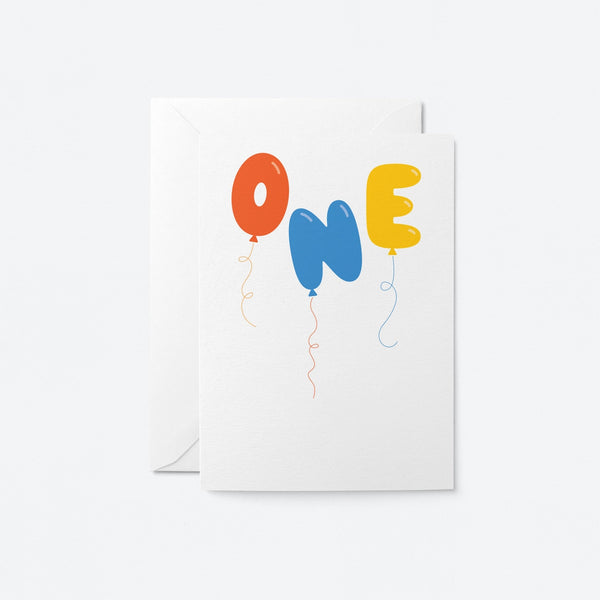 graphic  factory Birthday Balloons One! Birthday Card