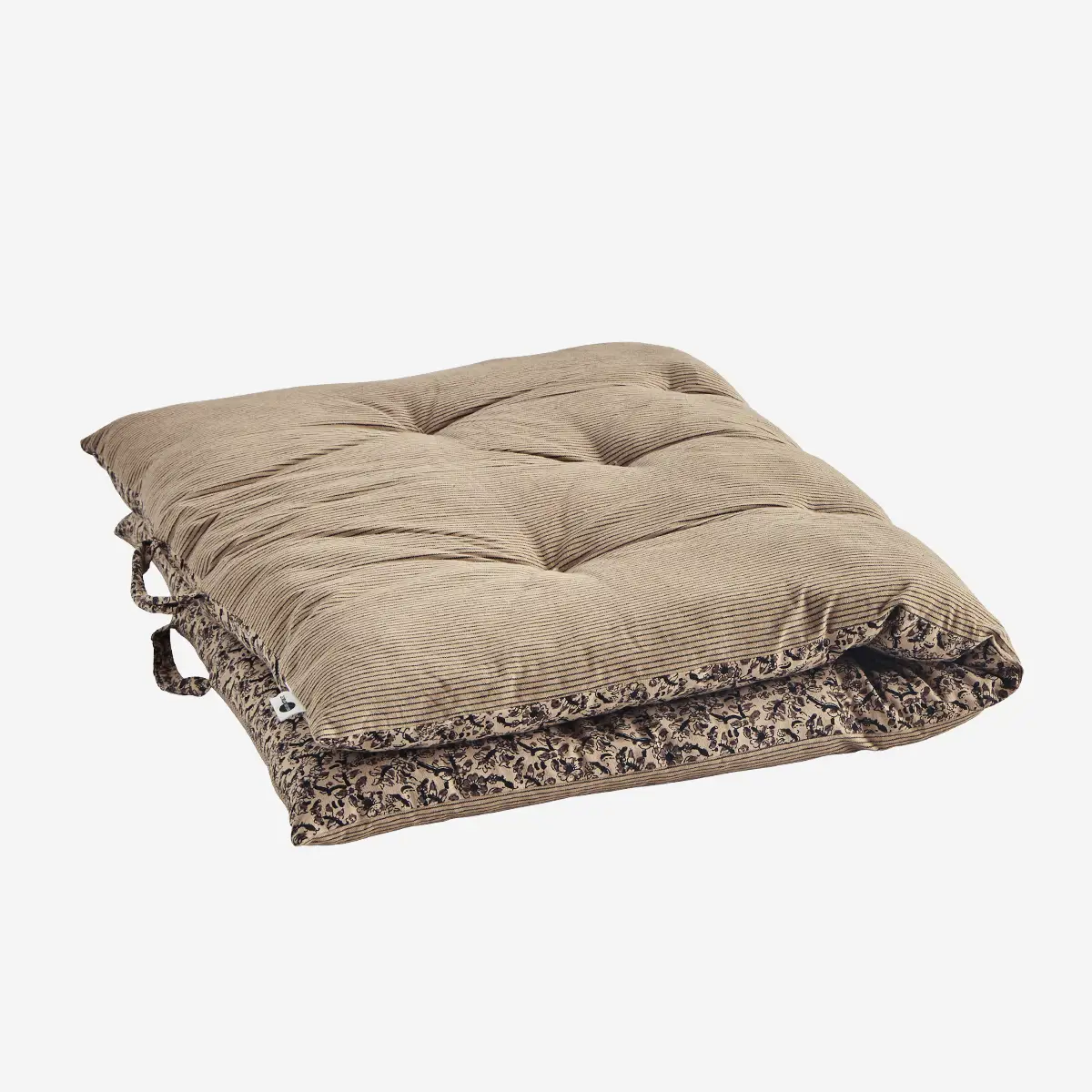 Madam Stoltz Beige and Brown Printed Double Sided Seat Mattress