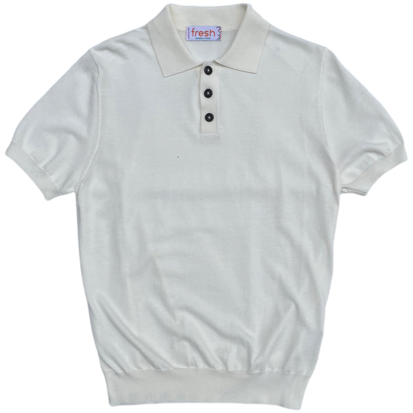 Fresh Weller Extra Fine Cotton Knitted Polo In White