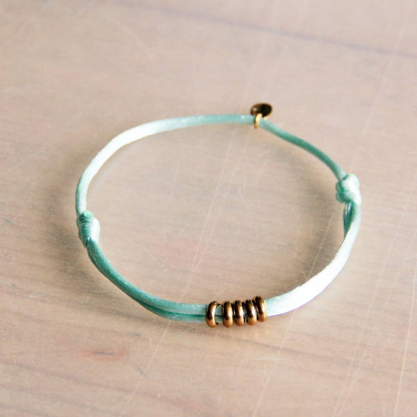 Bazou Satijnen Armband Met Ringen — Mint/goud