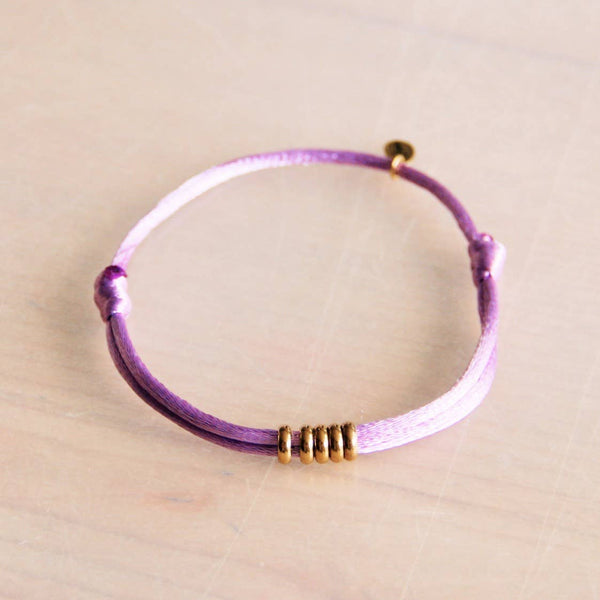 Bazou Satijnen Armband Met Ringen — Lila/goud