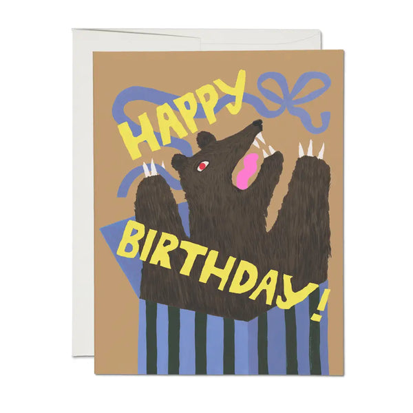 Red Cap Bear Surprise Birthday Card