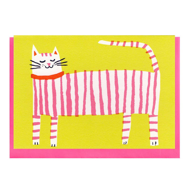 The Printed Peanut Stripy Cat A6 Card