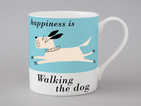 Repeat Repeat Happiness Is Walking The Dog - Turquoise (white Dog)