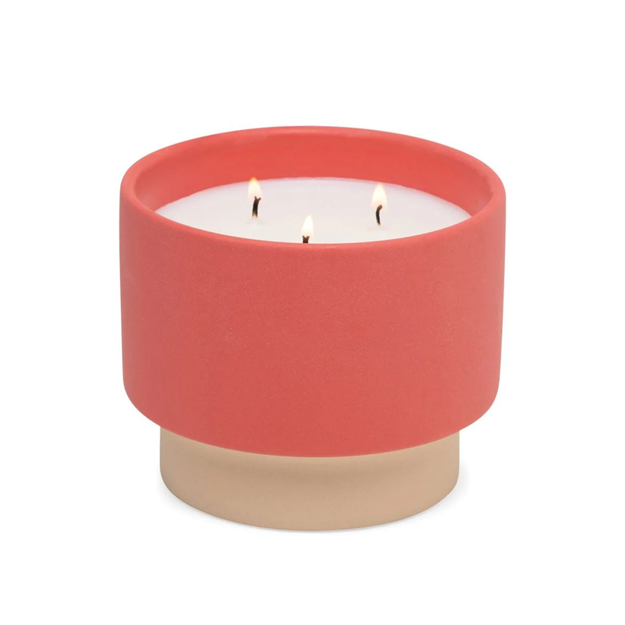 Paddywax Colour Block Ceramic Candle - Red - Amber & Smoke (453G)