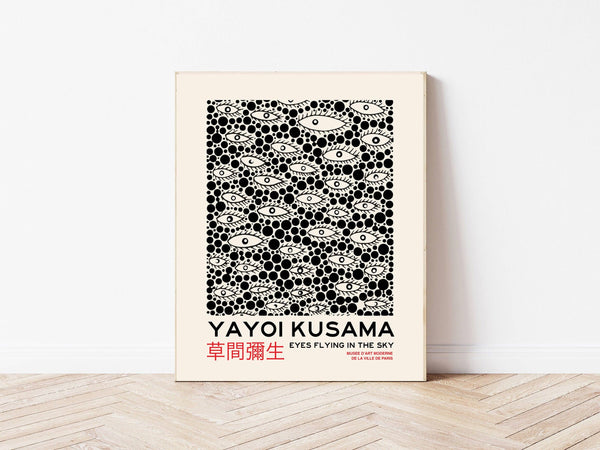 Stanley Street Studio Yayoi Kusama Flying Eyes Black Print: A4