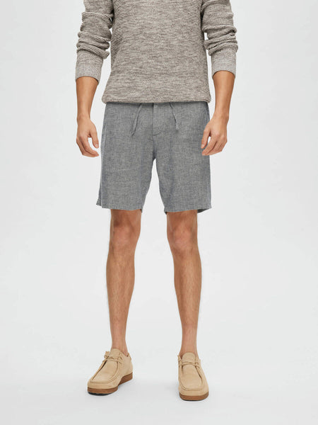 Selected Homme Regular Brody Linen Twill Shorts Navy/egret