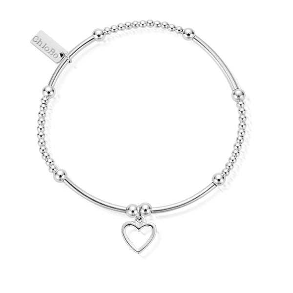 ChloBo Cute Mini Open Heart Bracelet - Silver
