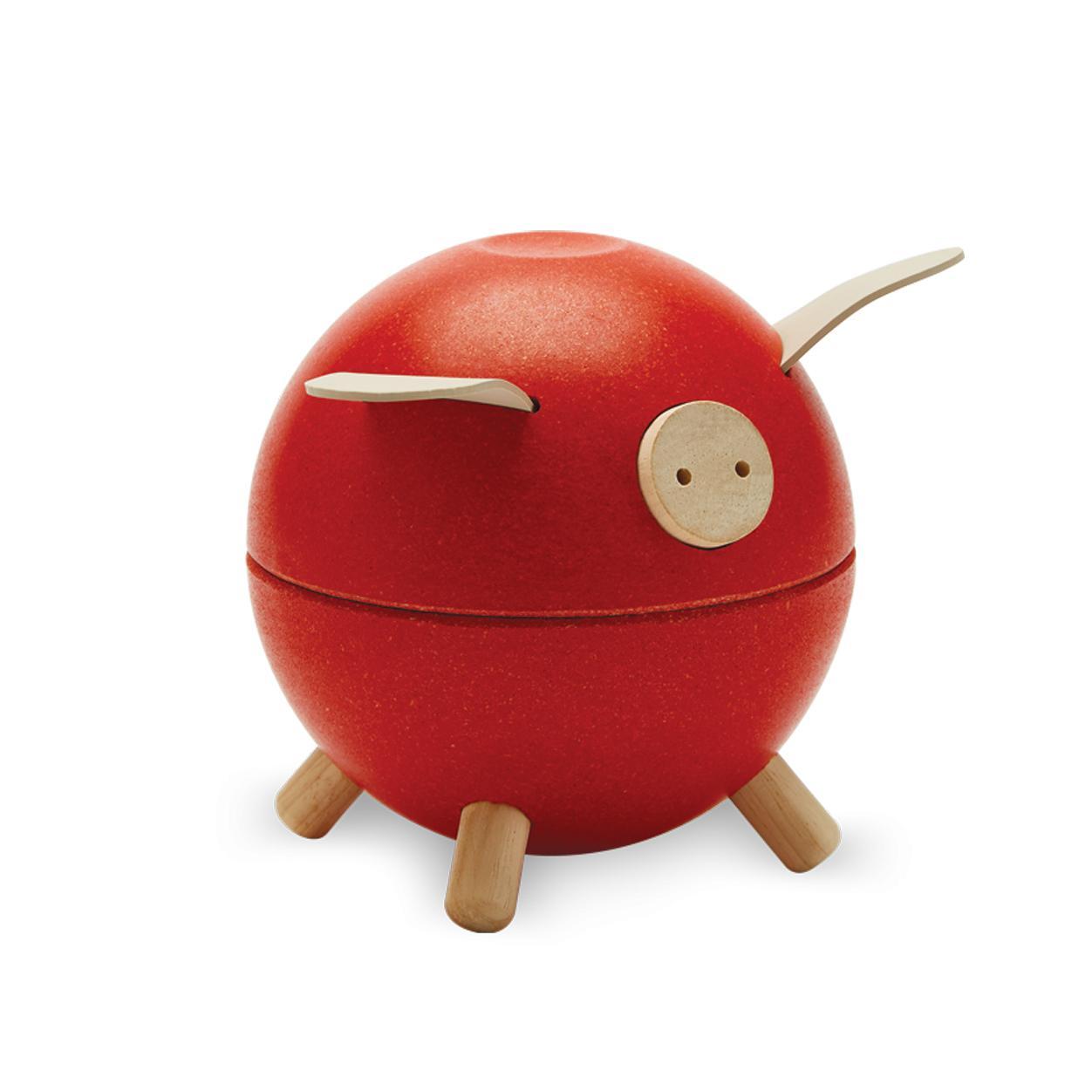 Plan Toys Red Wooden Piggy Bank