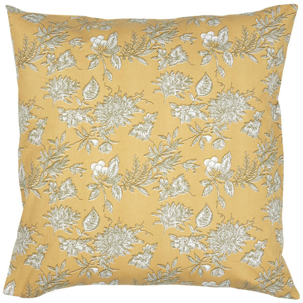 Ib Laursen Cushion Cover Anne Mustard W/white And Green Flowers