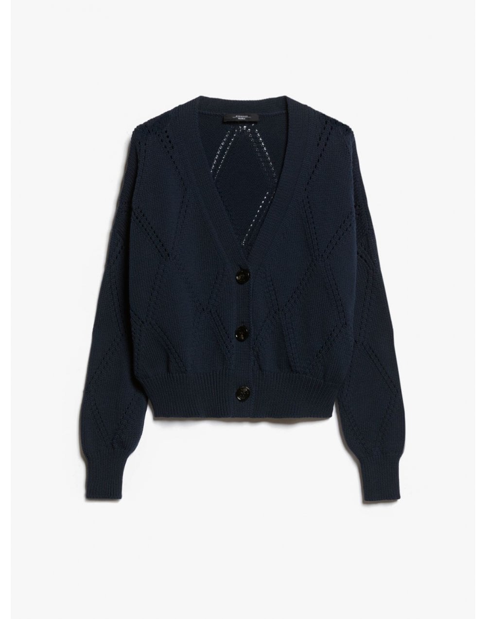 Max Mara Weekend Max Mara Weekend Dovere Diamond Openwork Stitch Cardigan Col: 001 Navy