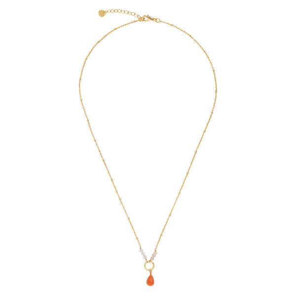 A Beautiful Story Wanted Carnelian Rose Quartz Gold Plated Necklace