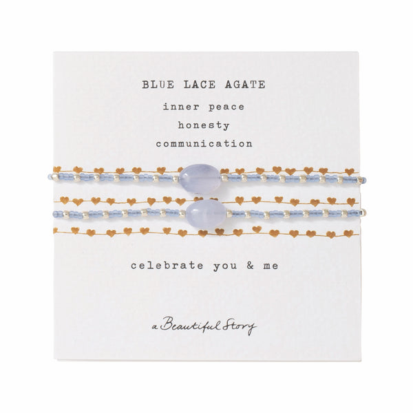 A Beautiful Story Bracelet Card You & Me Blue Lace Agate Silver