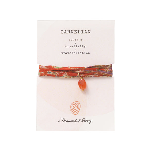 A Beautiful Story Sari Wrap Bracelet Carnelian