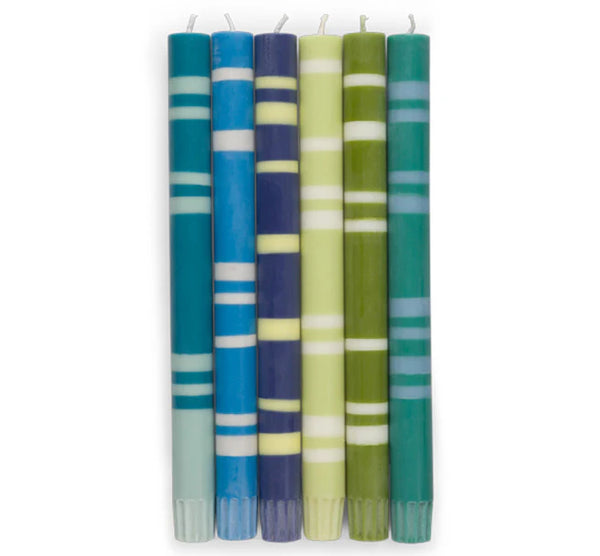 British Colour Standard 2 Striped 6 X Mixed Cools, Eco Dinner Candles