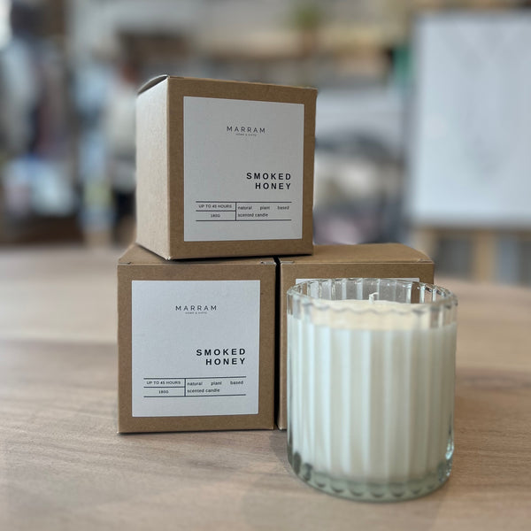 Marram Trading  Ribbed Glass Candles By Marram