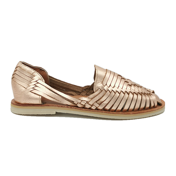 Mapache Ibarra Braided Leather Sandals | Rose Gold