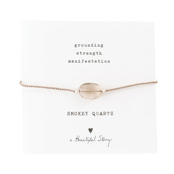 A Beautiful Story Gemstone Card Smokey Quartz Silver Bracelet