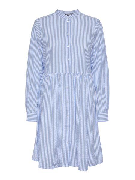 Pieces Sally Long Sleeve Blue Striped Dress