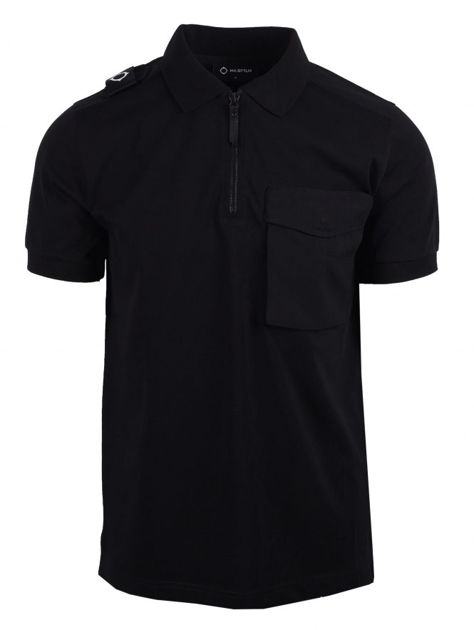 MA. Strum Ma.strum Cargo Pocket Polo Shirt Jet Black