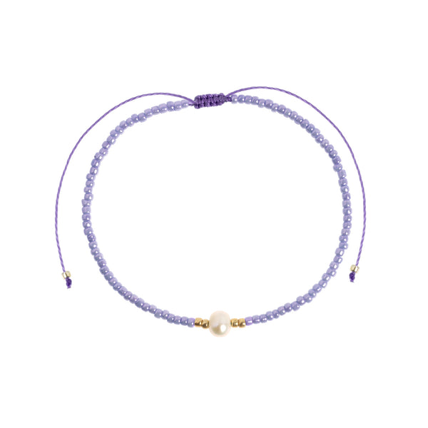 Timi Alba Light Violet Bead with Pearl Macrame Bracelet
