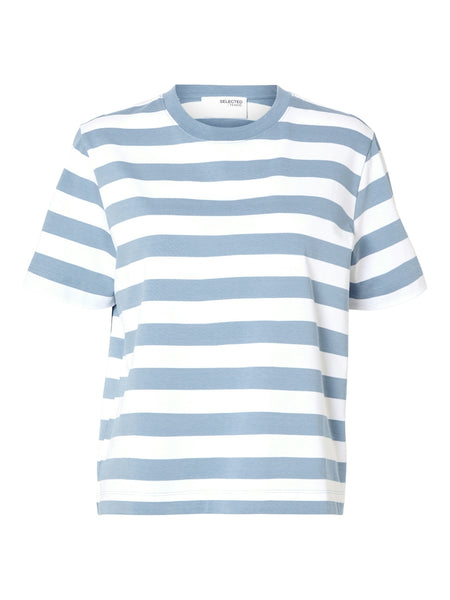 Selected Femme Slfessential Endless Sky Striped Boxy T-shirt
