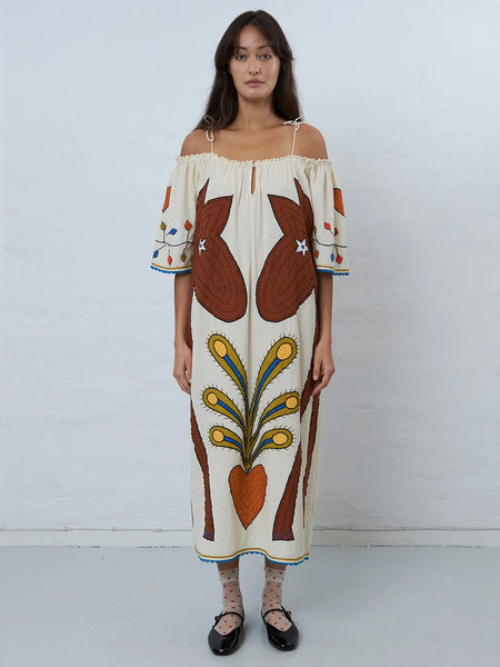 Stella Nova Embroidered Strap Midi Dress