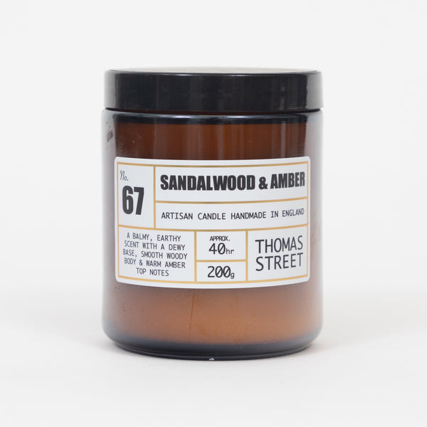 THOMAS STREET CANDLES #67 Sandalwood & Amber Scented Candle (200g)