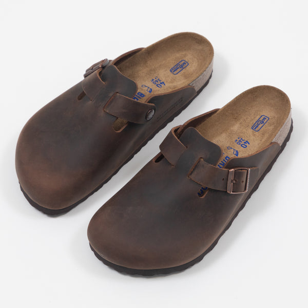 Birkenstock Boston Soft Footbed Oiled Leather Clogs In Dark Brown
