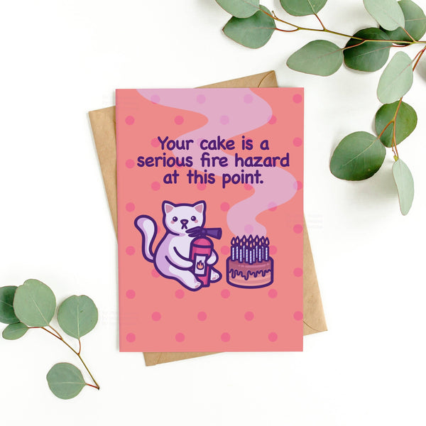 Mona Mauve Your Cake Is A Fire Hazard Card