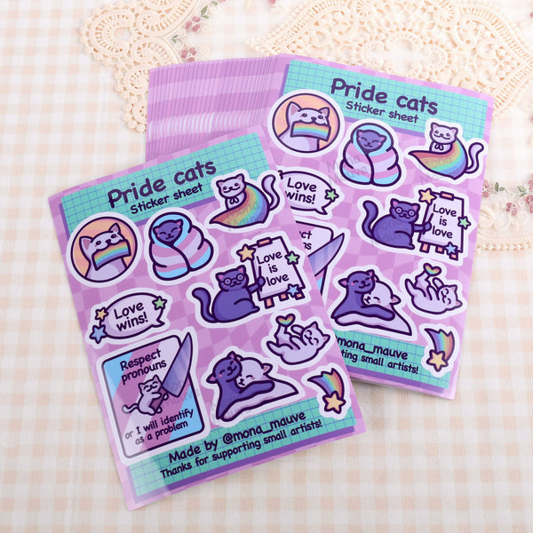 Mona Mauve Lgbtq+ Cat Sticker Sheet