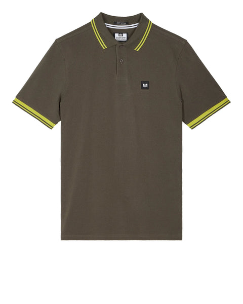 Weekend Offender Levanto Polo with Contrast Tipping In Castle Green/Limeish